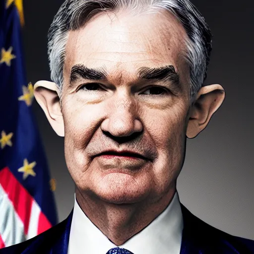 Prompt: detailed photo of Jerome Powell with whiteface clown makeup using a flamethrower