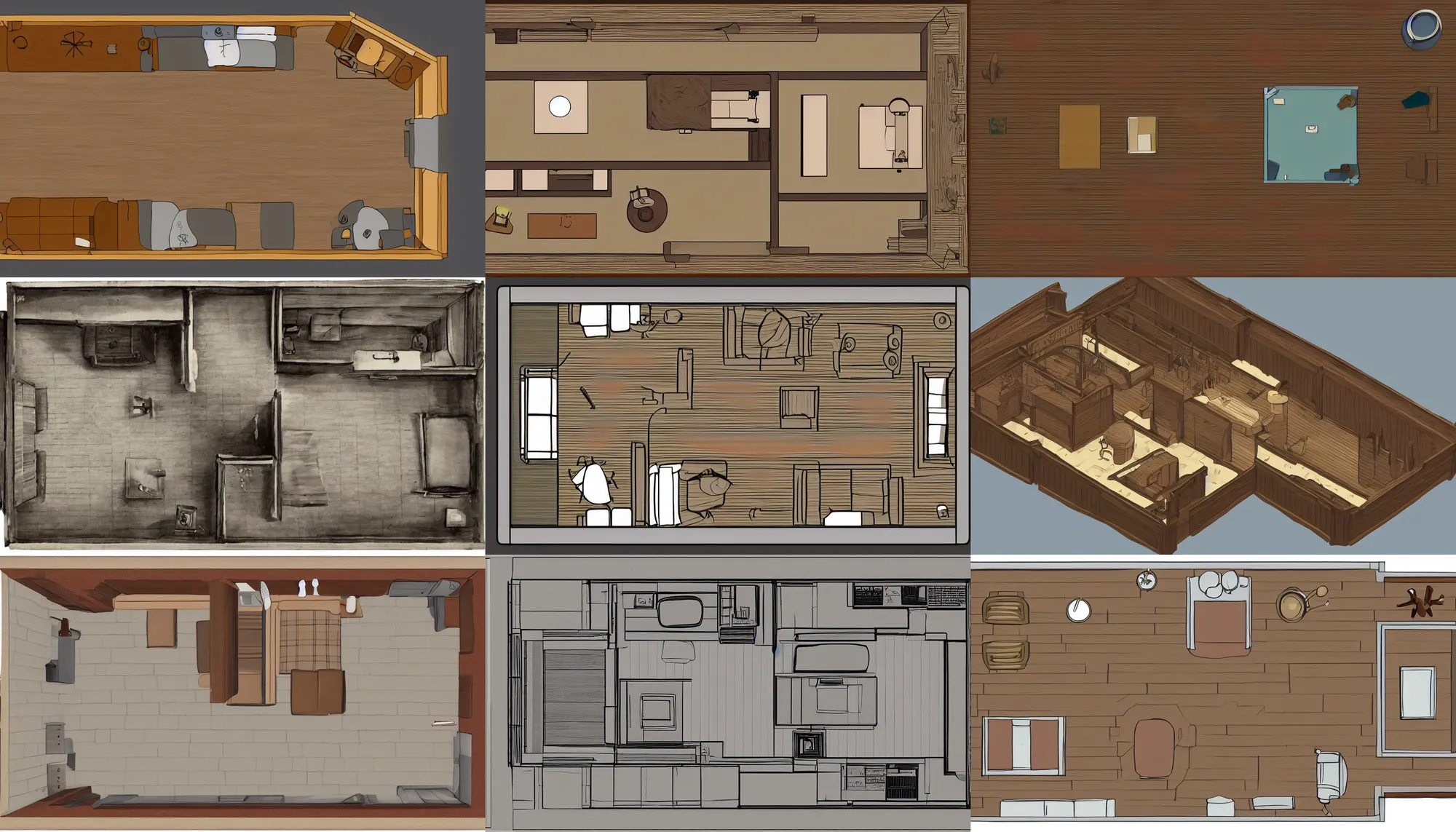 Prompt: 2 d, top view, tavern, small room