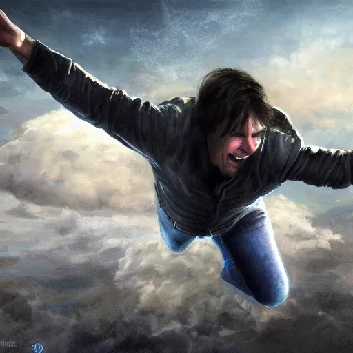 Prompt: tom Cruise farting through the sky, concept art, trending on art station