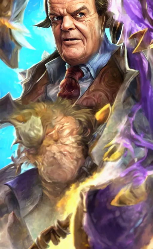 Image similar to Jack Nicholson as a character in the game League of Legends, with a background based on the game League of Legends, detailed face, old 3d graphics