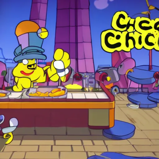 Image similar to Sebee working in chicken nugget factory with Cuphead , 4k