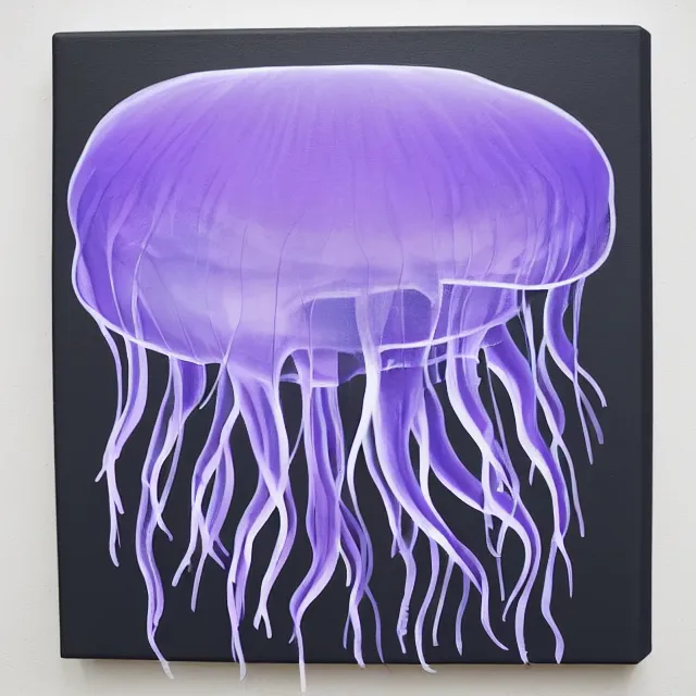 Image similar to violet jellyfish, black fish, stingray, grey coral, depression, neo - expressionism, surrealism, acrylic and spray paint and oilstick on canvas