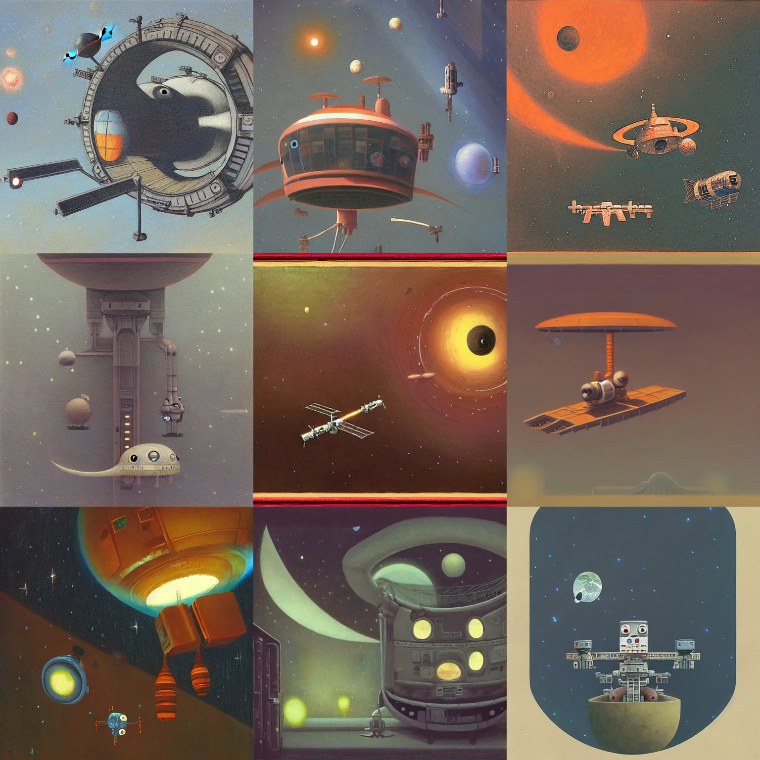 Prompt: space station by shaun tan