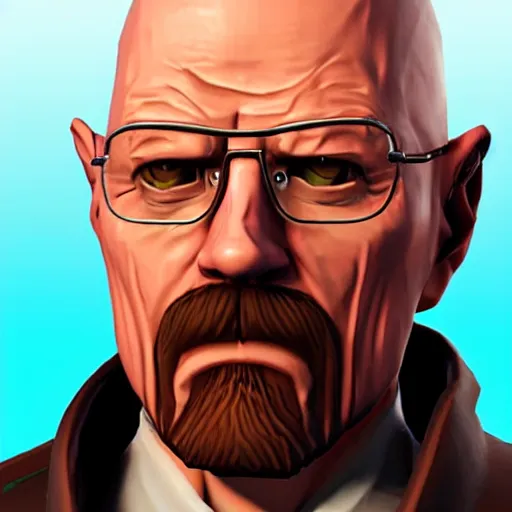 Image similar to walter white in fortnite lobby 3 d avatar skin