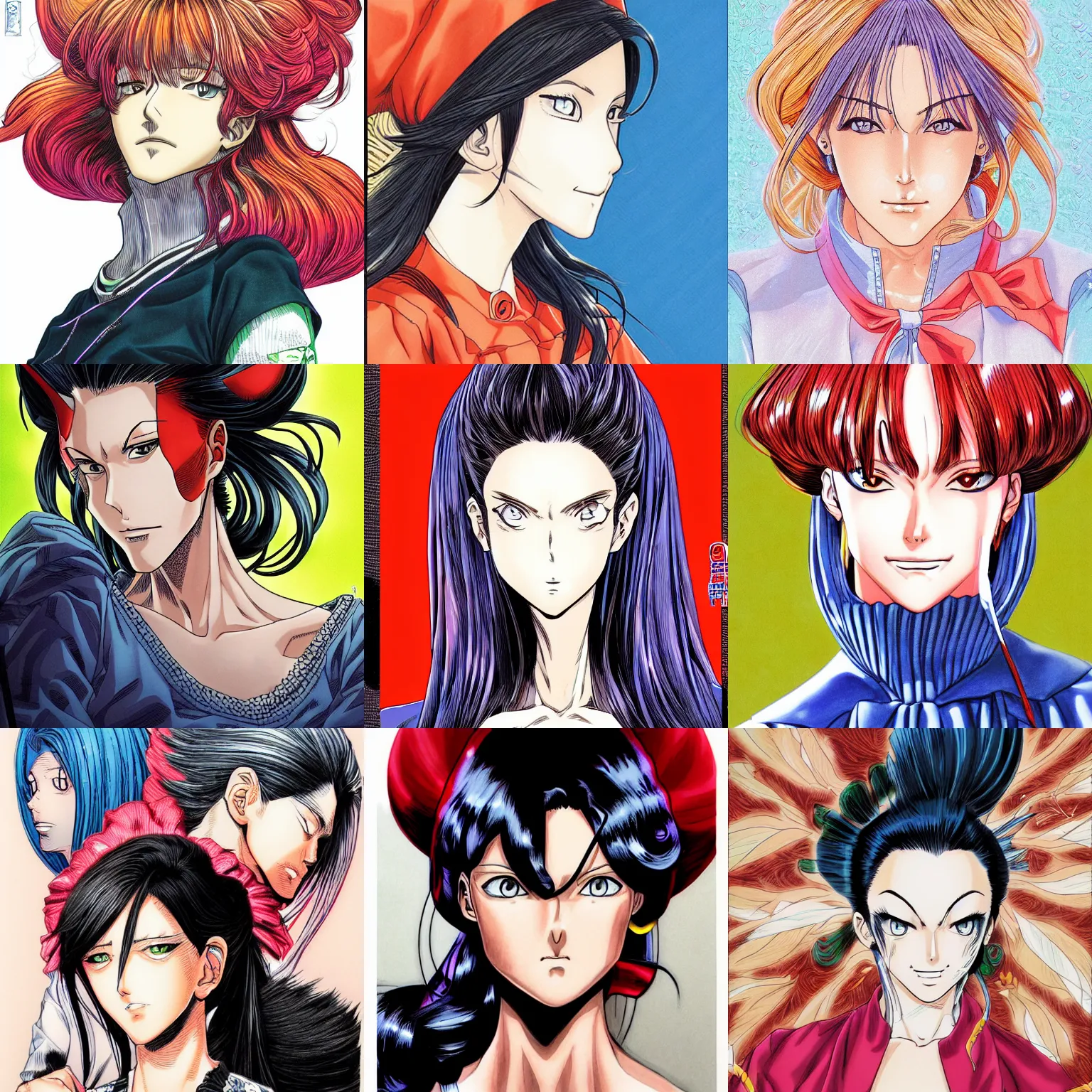 Prompt: beautiful woman portrait, colored, by Yusuke Murata