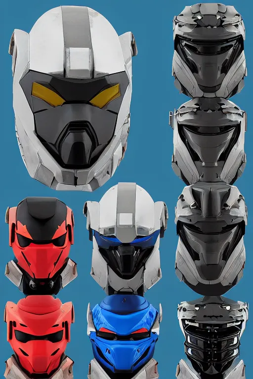 Image similar to ranger power colored mecha ninja mask helmet metal gear solid training suit swat commando snyder zack and swanland raymond and pennington bruce