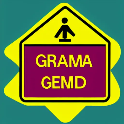 Prompt: beware of the grandma - warning sign, simplistic logo, traffic sign style