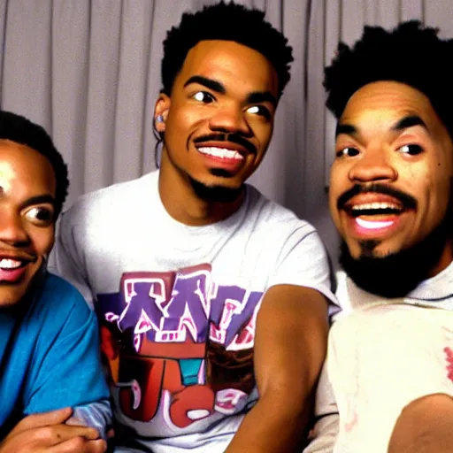 Image similar to a tv still of Chance The Rapper starring as a college student in a 1993 black sitcom