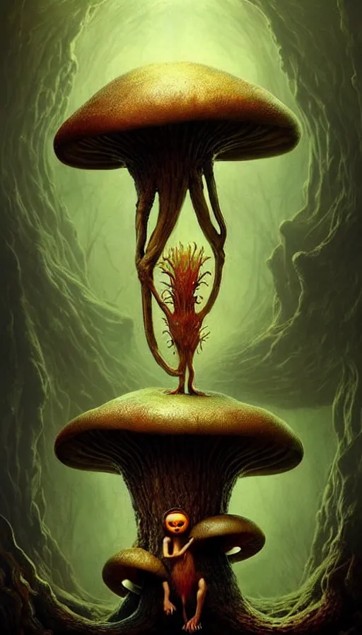 Image similar to exquisite imaginative imposing weird creature movie poster art humanoid hype realistic mushroom movie art by : : weta studio tom bagshaw james jean frank frazetta