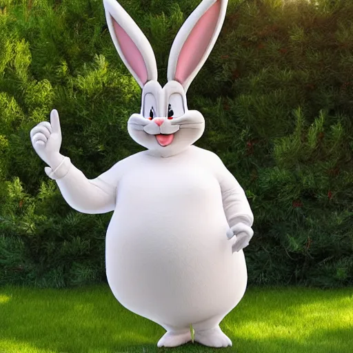 Image similar to bugs bunny as big chungus in real life