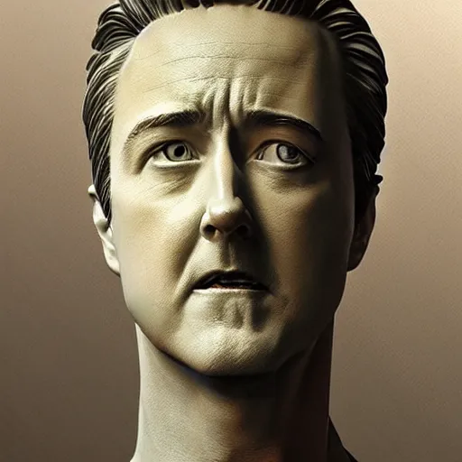 Prompt: a statue of edward norton's face, just the face, egg shape, egg, strong eggshell texture, highly detailed, dramatic lighting, concept art by caravaggio and greg rutkowski and artgerm