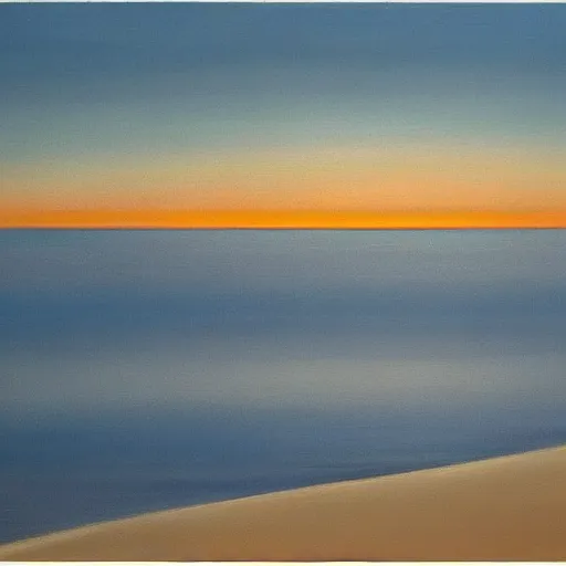Prompt: a beautiful painting of a calm and serene sea landscape at sunset by hiroshi sugimoto and mark rothko, trending on artstation,