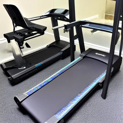 Image similar to RGB gaming treadmill manufactured by the company razor