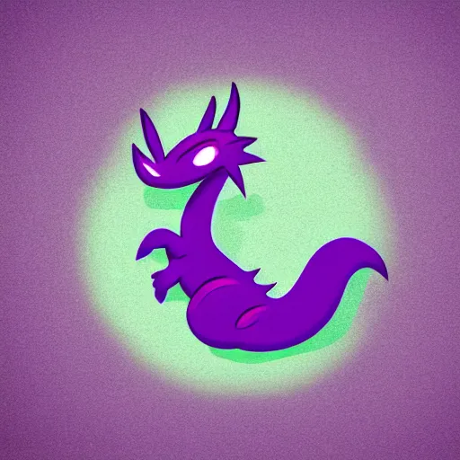 Image similar to very cute purple dragon with well-designed head and four legs, 2d minimalism, minimum of color