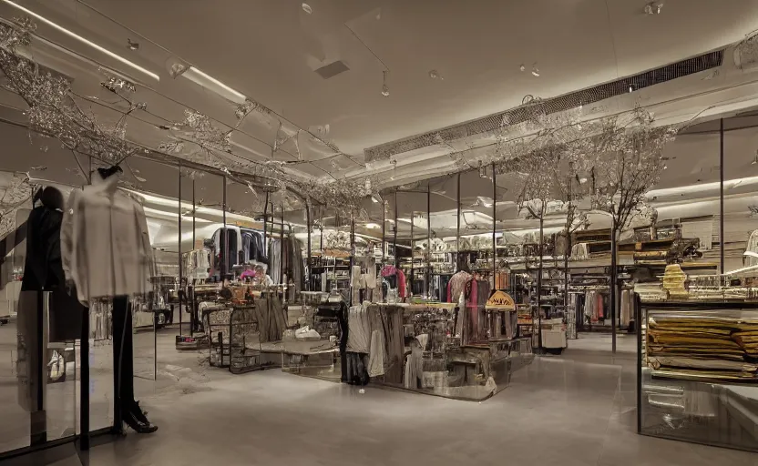 Prompt: retail interior long exposure, exquisite detail, archdaily, retaildesignblog, retail - photography, photofocus, leica noctilux - m 5 0 mm