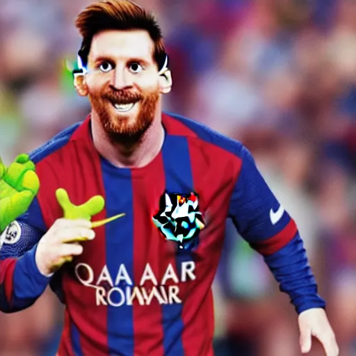 Prompt: leo messi as shrek