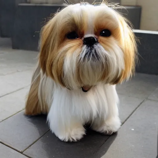 Prompt: Anthropomorphic Shih Tzu with Golden Hair