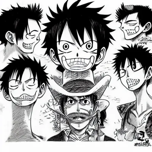[ luffy mustache ] ( by kim jung gi ) ( by george | Stable Diffusion ...