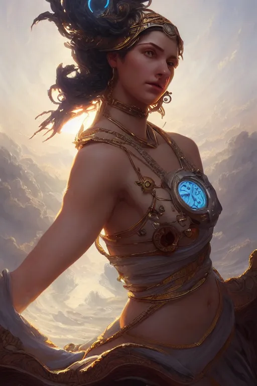 Image similar to goddess of the time, highly detailed, digital painting, artstation, concept art, smooth, sharp focus, illustration, unreal engine 5, 8 k, art by artgerm and greg rutkowski and edgar maxence