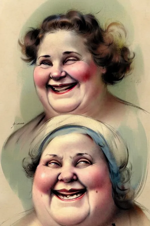 Image similar to ( ( ( ( ( 1 9 5 0 s retro happy smiling fat middle aged woman face portrait. muted colors. ) ) ) ) ) by jean - baptiste monge!!!!!!!!!!!!!!!!!!!!!!!!!!!!!!