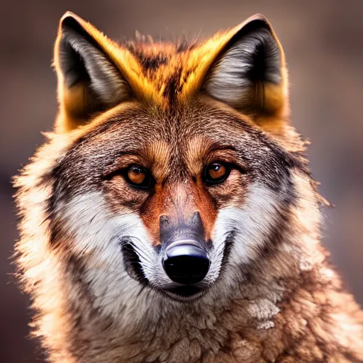 Image similar to professional photograph of a tawny wolf, high quality, hd, 8 k, 4 k, magnificent, award - winning, nature, nature photography, awe - inspiring, highly detailed, amazing