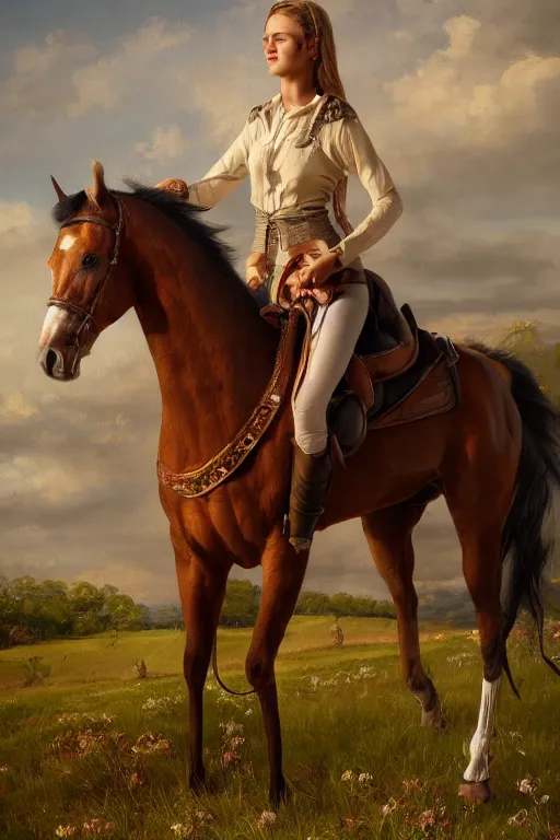 Prompt: A horse riding a horse, oil on canvas, intricate, portrait, 8k highly professionally detailed, HDR, CGsociety