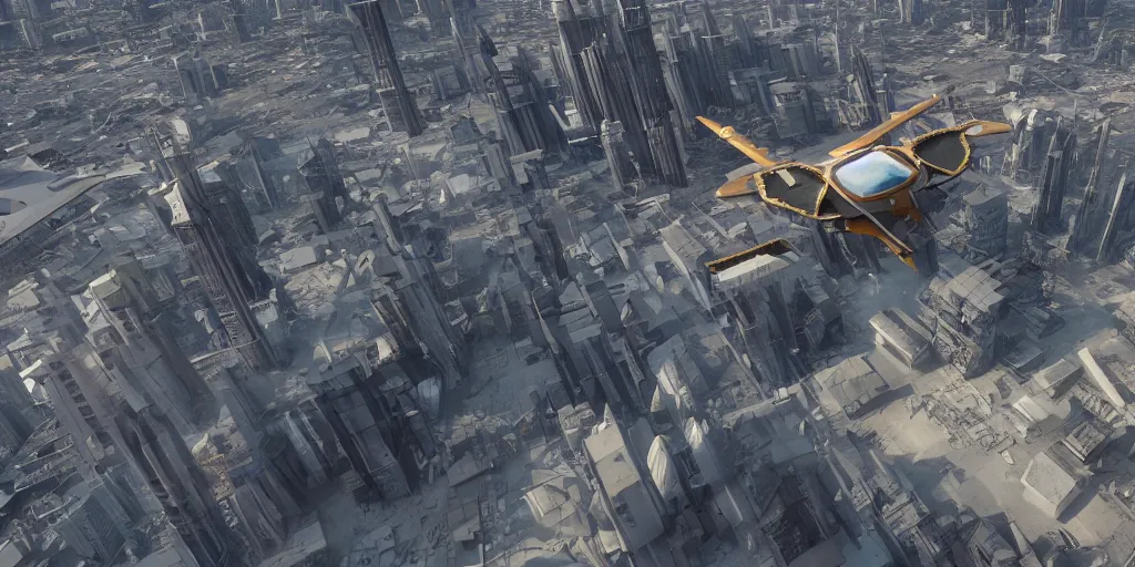 Image similar to wingless anti gravity aircraft flying over future cities, 3 dmax, vray, maya, pixar, unrea 5, hyperrealistic, octane render, dynamic lighting, intricate detail.