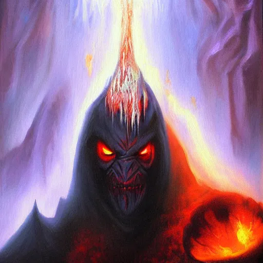 Image similar to balrog of morgoth oil painting, ethereal