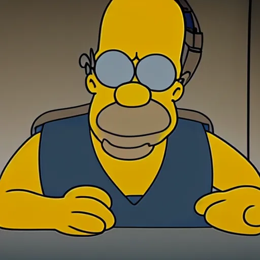 Image similar to An octane render of Homer Simpson in the Matrix