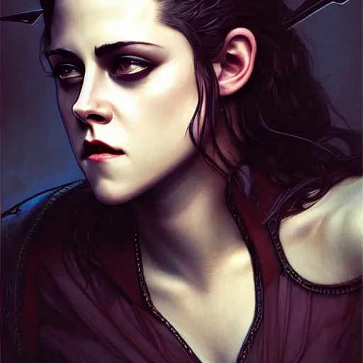 Prompt: Beautiful Kristen Stewart as Bat Girl, western, D&D, fantasy, intricate, elegant, highly detailed, digital painting, artstation, concept art, matte, sharp focus, illustration, art by Artgerm and Greg Rutkowski and Alphonse Mucha