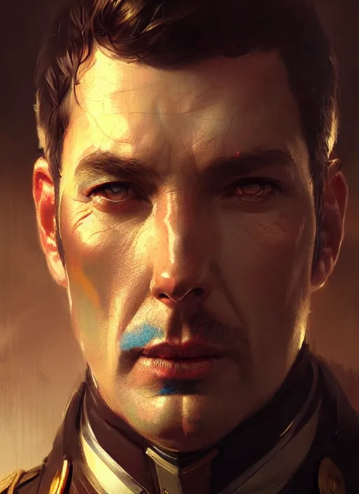 Image similar to portrait of captain man, victorian, concept art, detailed face, fantasy, close up face, highly detailed, cinematic lighting, digital art painting by greg rutkowski