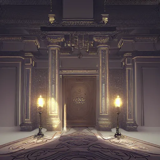 Image similar to the grand entrance, art by kotaro chiba, volumetric lighting