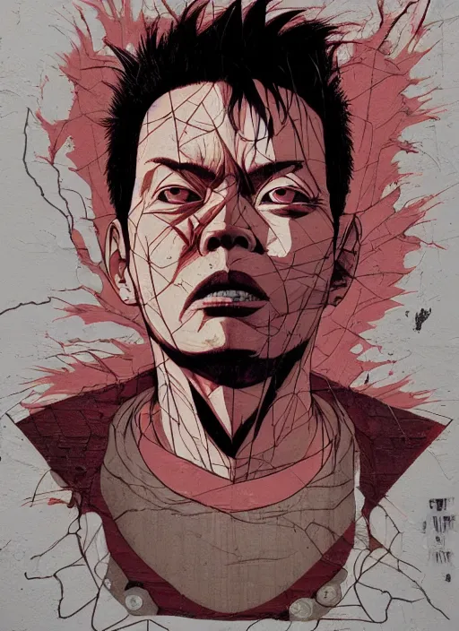 Image similar to symmetry!! portrait of tetsuo from akira, by sachin teng, organic, cables, matte painting, geometric shapes, hard edges! graffiti, street art