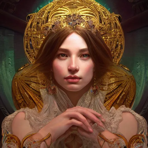 Image similar to perfectly-centered-Portrait of a Goddess, intricate, highly detailed, digital painting, artstation, concept art, smooth, sharp focus, illustration, Unreal Engine 5, 8K, art by artgerm and greg rutkowski and alphonse mucha