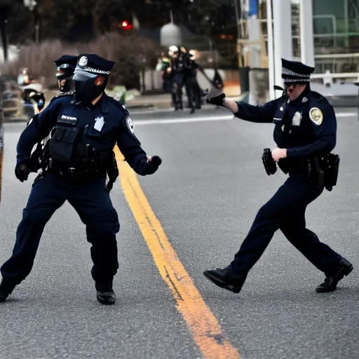 Image similar to An angry police officer reaching towards