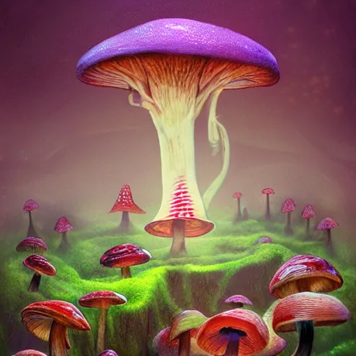 Prompt: surreal mushroom realm, multidimensional, fantasy, trending on artstation, beautiful