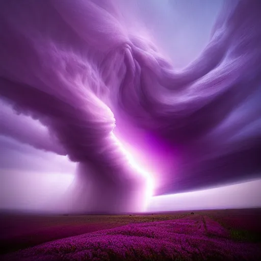 Image similar to amazing photo of a purple tornado by marc adamus, digital art, beautiful dramatic lighting