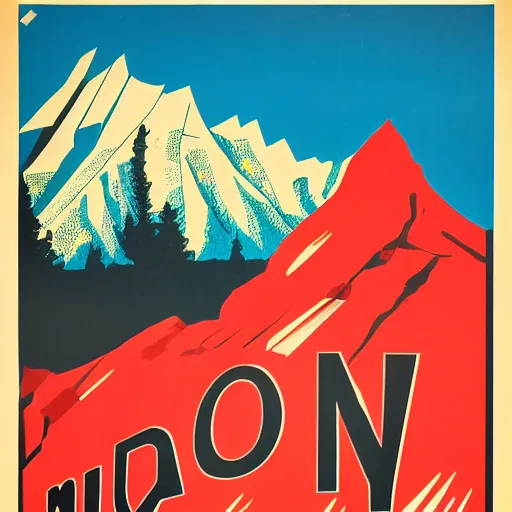 Image similar to soviet style propaganda poster convincing you to move to banff national park,