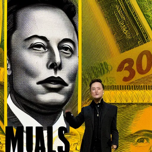 Image similar to Elon musk on the Mars Dollar bill