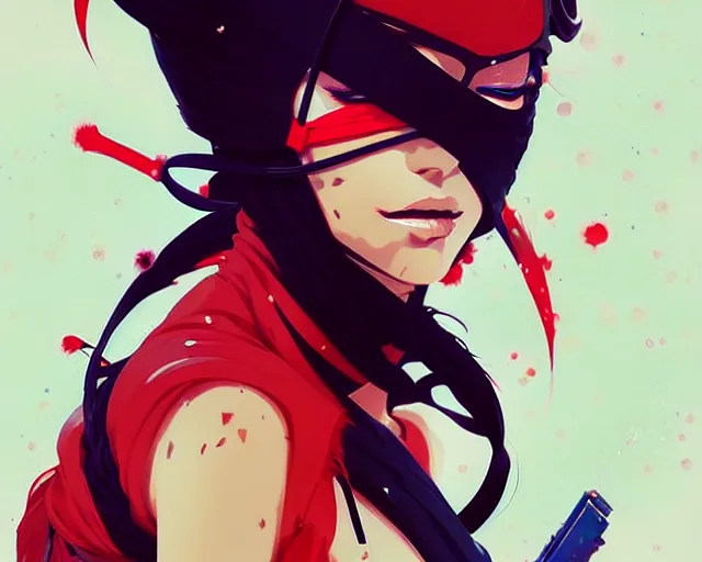 Image similar to a ultradetailed beautiful panting of a stylish woman ninja, by conrad roset, greg rutkowski and makoto shinkai, trending on artstation