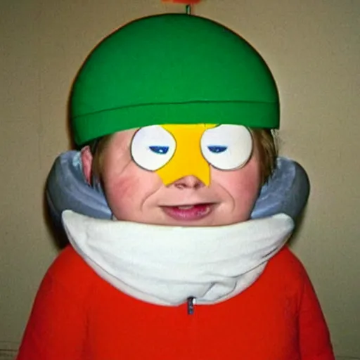 Image similar to cartman from south park as a real human being