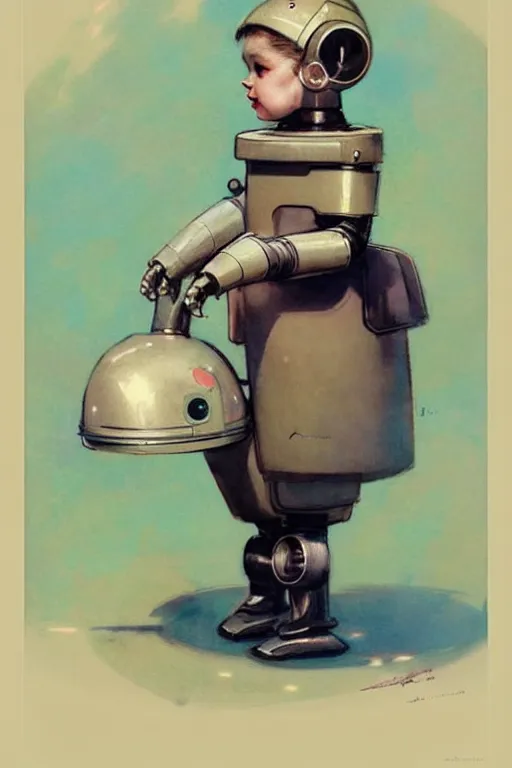 Prompt: ( ( ( ( ( 1 9 5 0 s retro future android robot nanny. muted colors., ) ) ) ) ) by jean - baptiste monge,!!!!!!!!!!!!!!!!!!!!!!!!!