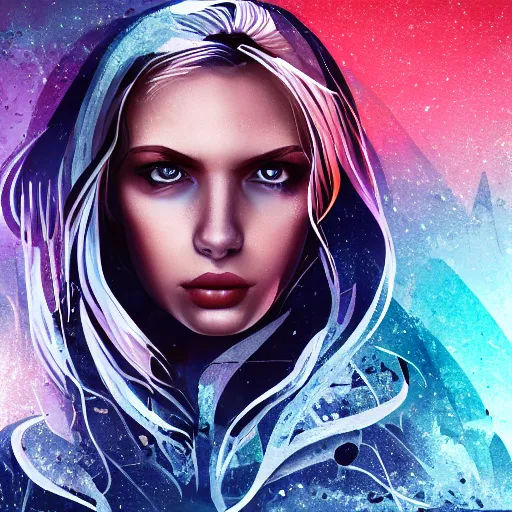 Image similar to beautiful Nordic young woman face on shattered ice, cinematic, establishing shot, extremely high detail, photorealistic, cinematic lighting, intricate line drawings, 8k resolution