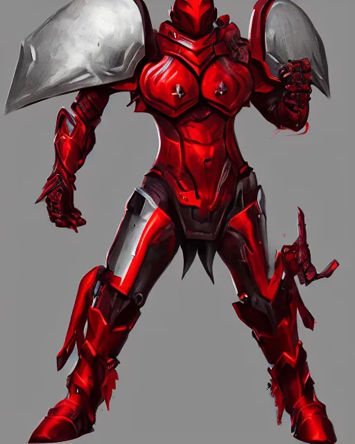 Prompt: hero armored in red, fantasy art, trending on artstation