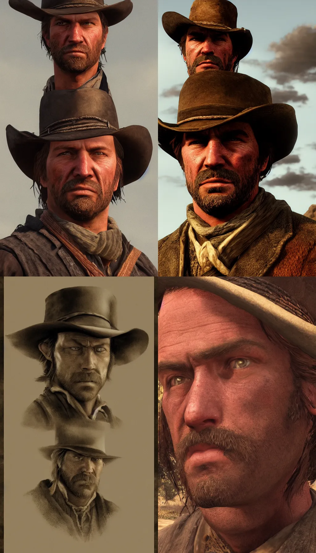 Prompt: photorealistic portrait of dutch from red dead redemption, film grain