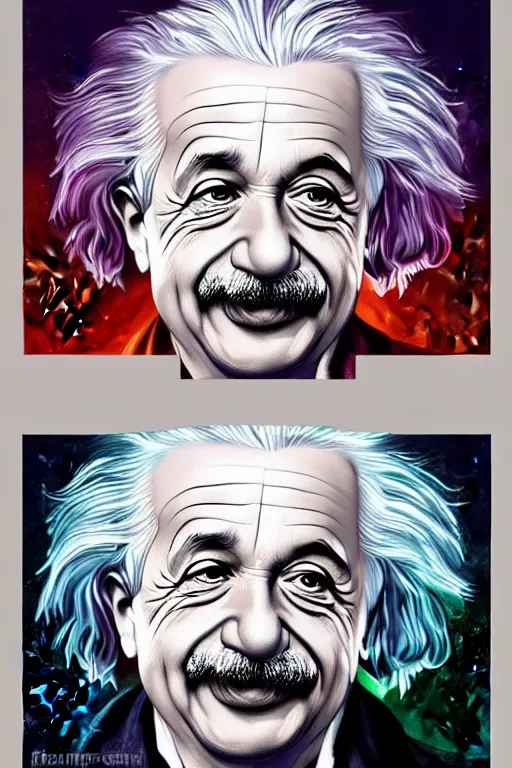 Prompt: color portrait of albert einstein in the style of charlie bowater