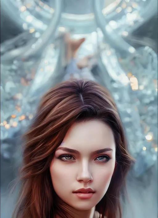 Image similar to photo of a gorgeous young woman in the style of stefan kostic, realistic, sharp focus, 8k high definition, insanely detailed, intricate, elegant, art by stanley lau and artgerm