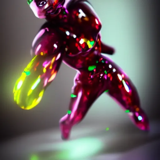 Image similar to a bright garnet. artstation. high detail. photo. there is a face visible in the garnet