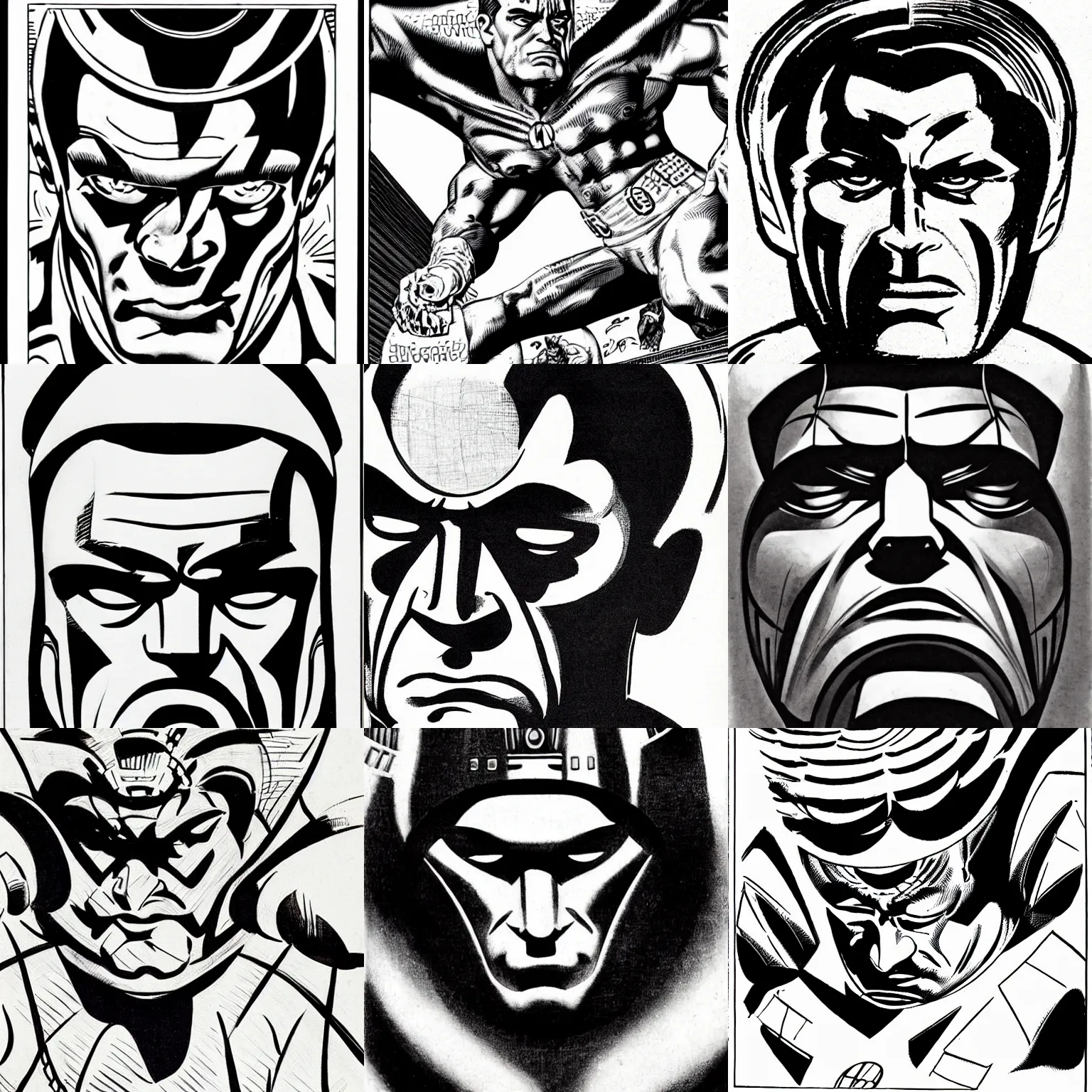 Prompt: by jack kirby : macro face of male