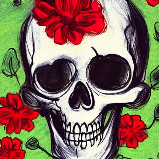 Image similar to Skeleton tinker bell, horror, skull, flowers, scary, Drawn by Pixar